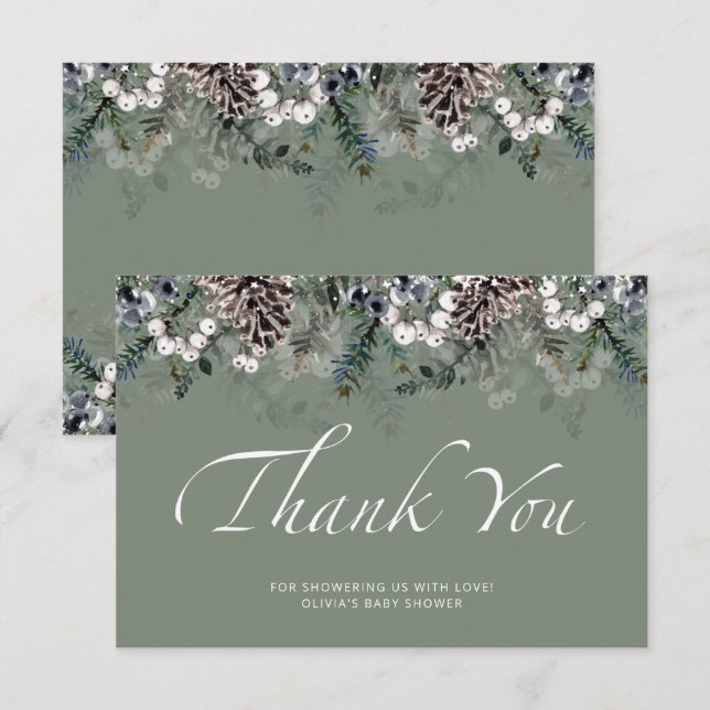 Baby its cold outside baby shower thank you card (Front/Back)