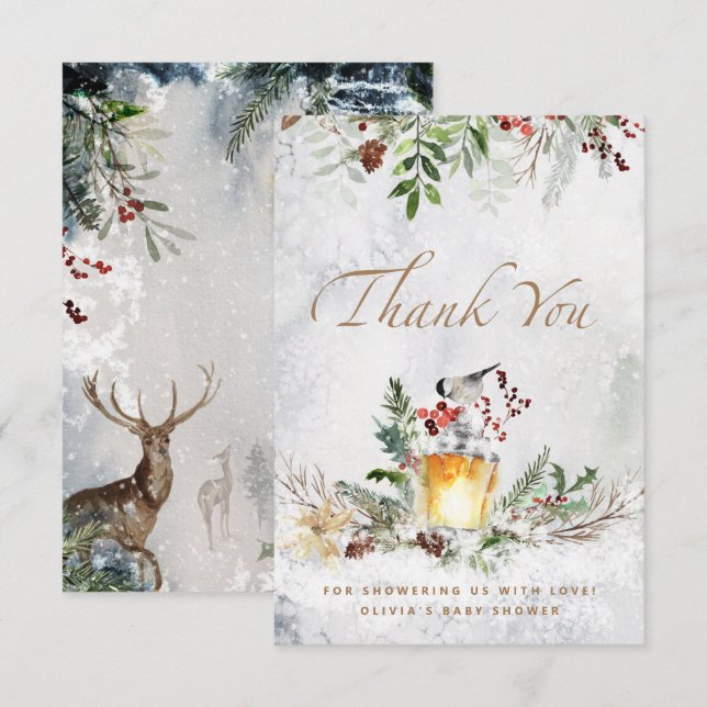 Baby its cold outside baby shower thank you card (Front/Back)