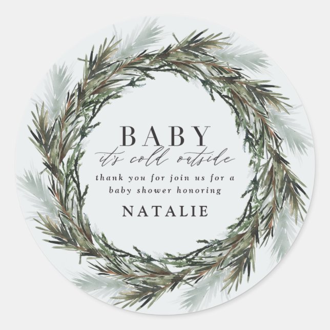Baby it's cold outside baby shower thank you classic round sticker (Front)