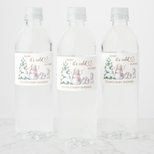 Baby its cold outside. Baby Shower  Water Bottle Label (Bottles)