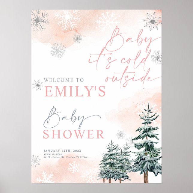 Baby It's Cold Outside, Baby Shower Welcome Poster (Front)