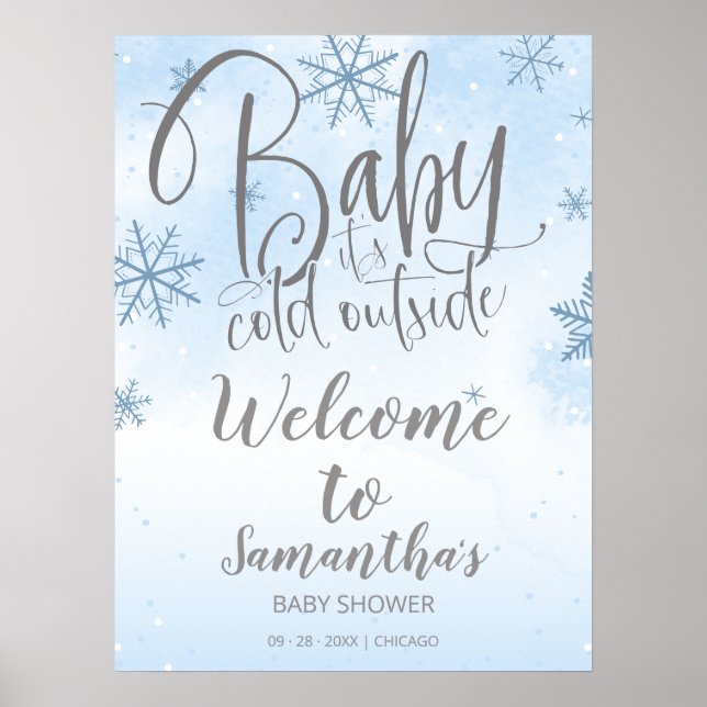 Baby It's Cold Outside Baby Shower Welcome Sign (Front)