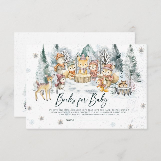 Baby Its Cold Outside Baby Shower Woodland Books  Enclosure Card (Front/Back)