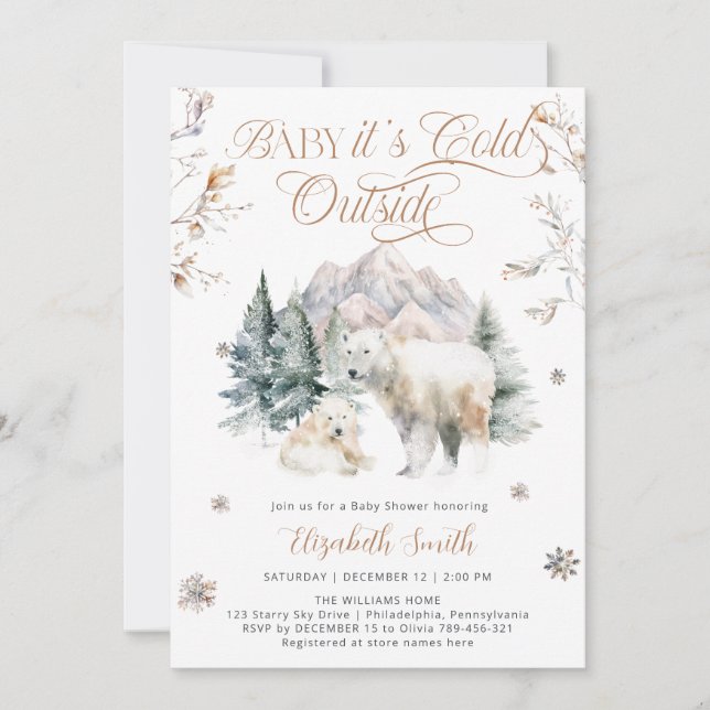 Baby Its Cold Outside Bear Baby Shower Invitation (Front)