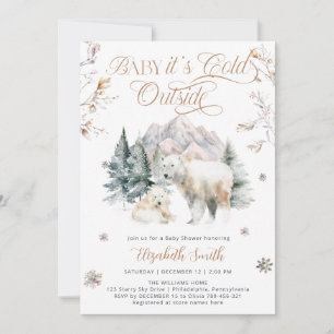 Baby Its Cold Outside Bear Baby Shower Invitation