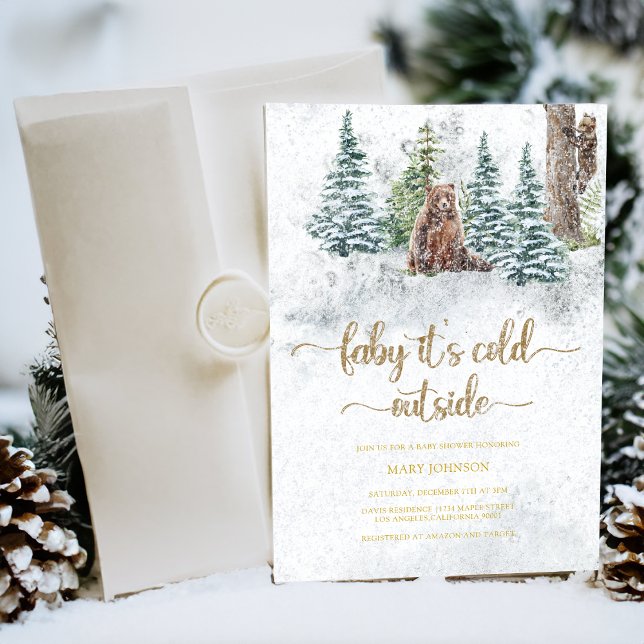 Baby its cold outside bear baby shower invitation (Creator Uploaded)