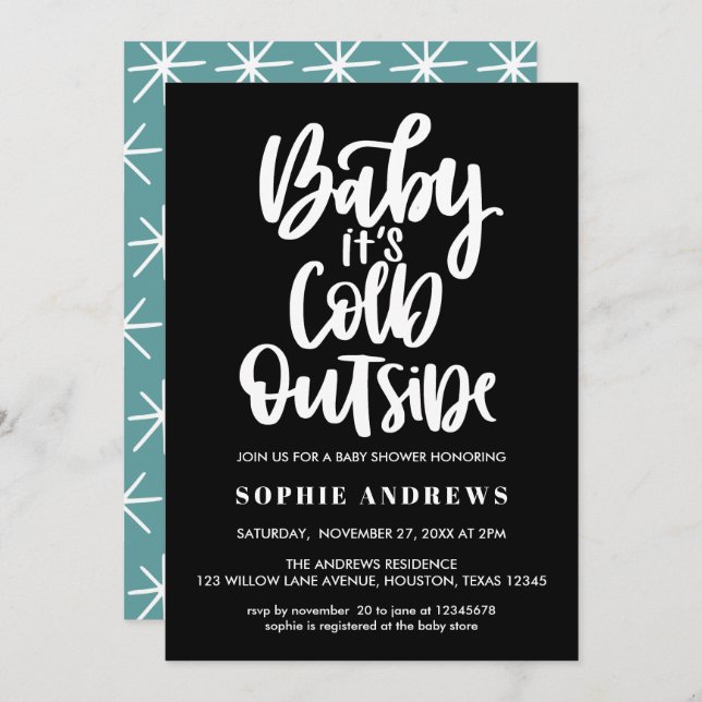 Baby It's Cold Outside | Black  | Baby Shower Invitation (Front/Back)
