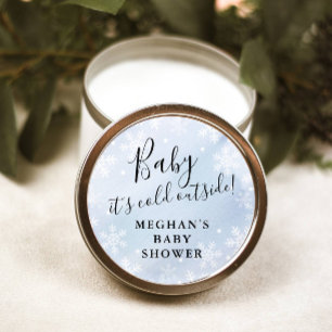Baby It's Cold Outside Blue Baby Shower Favour Classic Round Sticker
