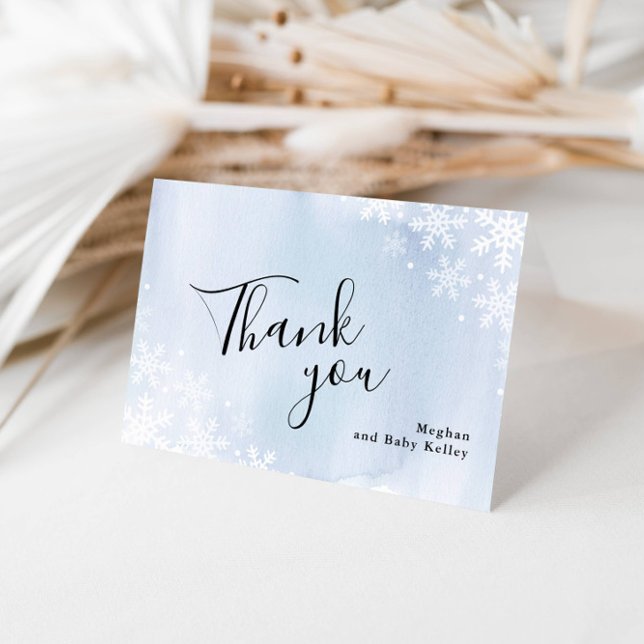 Baby It's Cold Outside Blue Baby Thank You Card (Creator Uploaded)