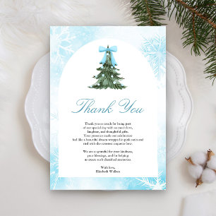 Baby It's Cold Outside Blue Bow Baby Shower Thank You Card