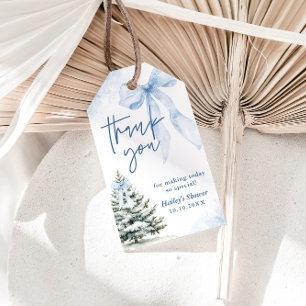Baby Its Cold Outside Blue Bow Winter Baby Shower Gift Tags