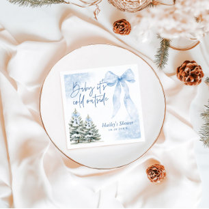 Baby Its Cold Outside, Blue Bow Winter Baby Shower Napkin