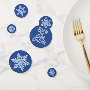 Baby It's Cold Outside Blue Christmas Snowflakes Confetti