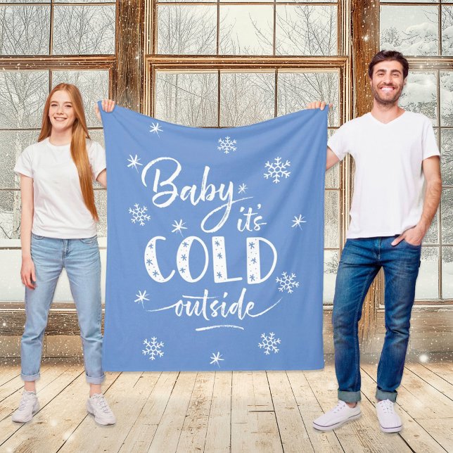 Baby It's Cold Outside Blue Fleece Blanket (Creator Uploaded)