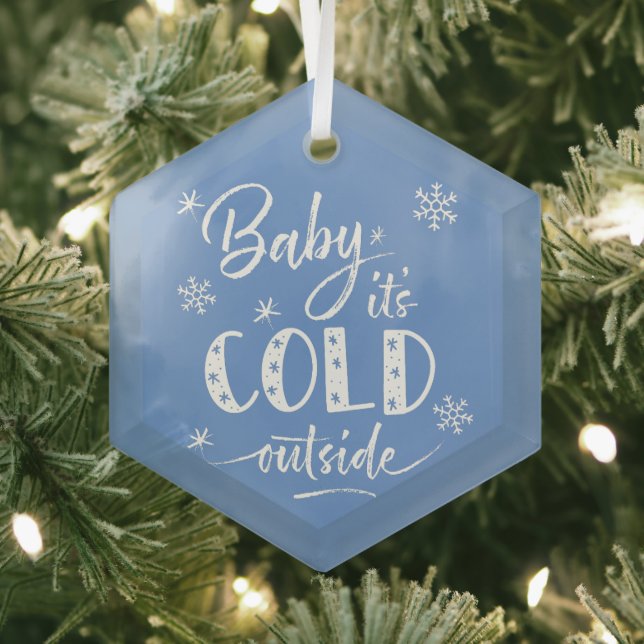 Baby It's Cold Outside Blue Glass Tree Decoration (Insitu)
