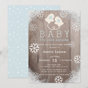 Baby Its Cold Outside Blue Shower Invitation