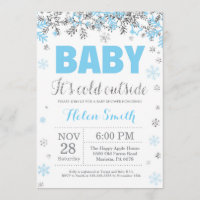 Baby its Cold Outside Blue Silver Boy Baby Shower