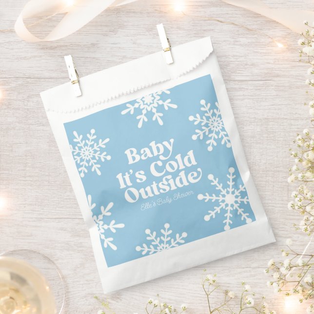 Baby It's Cold Outside Blue Snowflake Baby Shower Favour Bags (Clipped)
