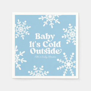 Baby It's Cold Outside Blue Snowflake Baby Shower Napkin
