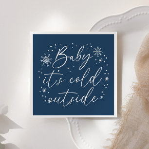 Baby It's Cold Outside Blue Snowflake Baby Shower Napkin