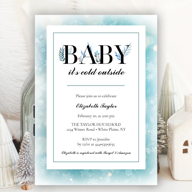 Baby Its Cold Outside Blue Winter Baby Shower Invitation (Creator Uploaded)
