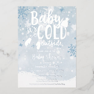 Baby It's Cold Outside Blue Winter Boy Baby Shower