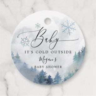 Baby It's Cold Outside Blue Winter Shower Favour Tags