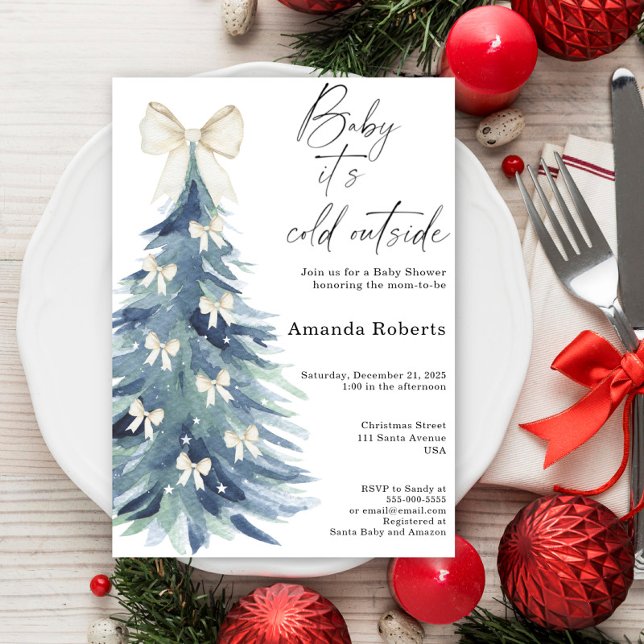 Baby It's Cold Outside Bow Baby shower Invitation (Creator Uploaded)