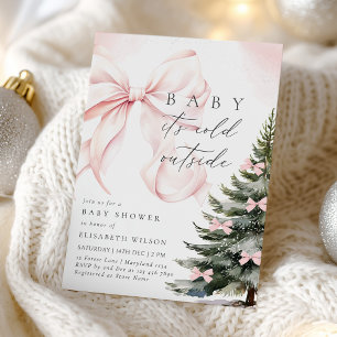Baby It's Cold Outside Bow Baby Shower Invitation