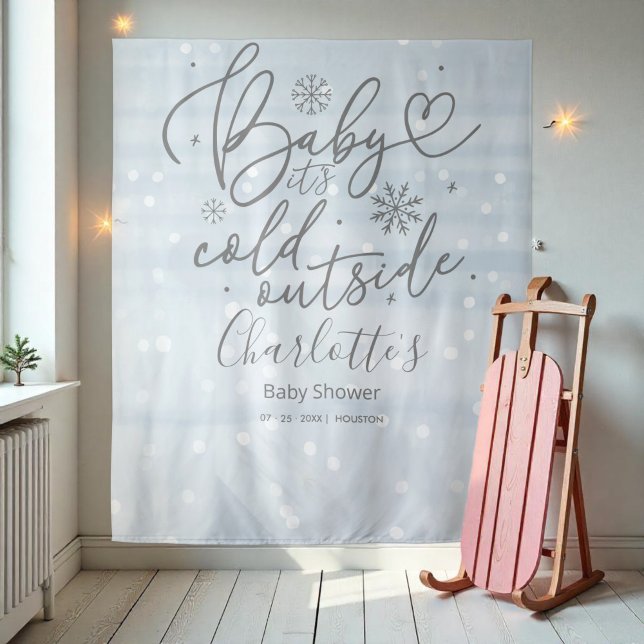 Baby It's Cold Outside Boy Baby Shower Backdrop Tapestry (Creator Uploaded)