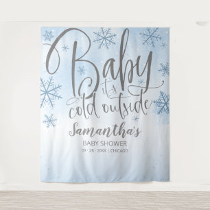 Baby It's Cold Outside Boy Baby Shower Backdrop Tapestry