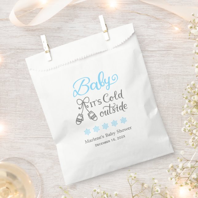 Baby Its Cold Outside Boy Baby Shower Favour Bags (Clipped)