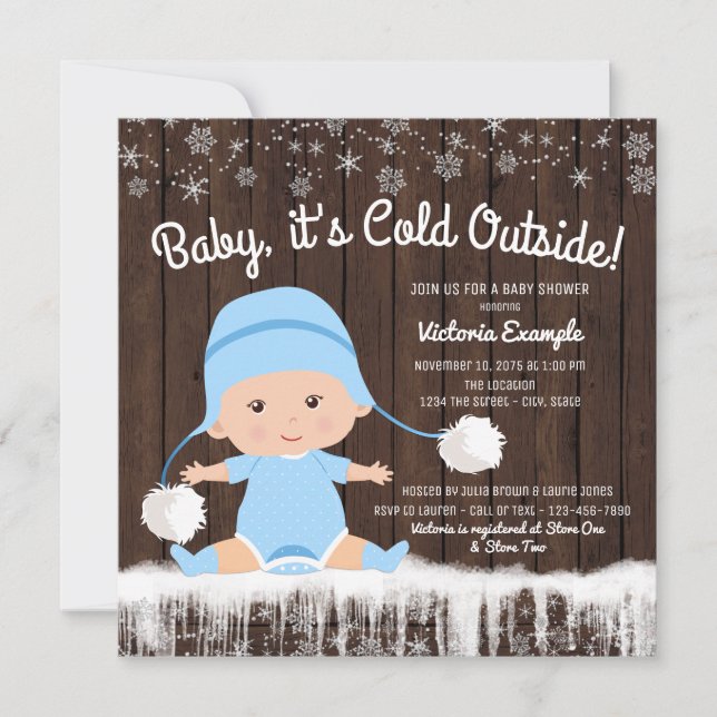 Baby its Cold Outside Boy Baby Shower Invitation (Front)