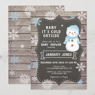 Baby It's Cold Outside Boy Baby Shower, Snowman Invitation