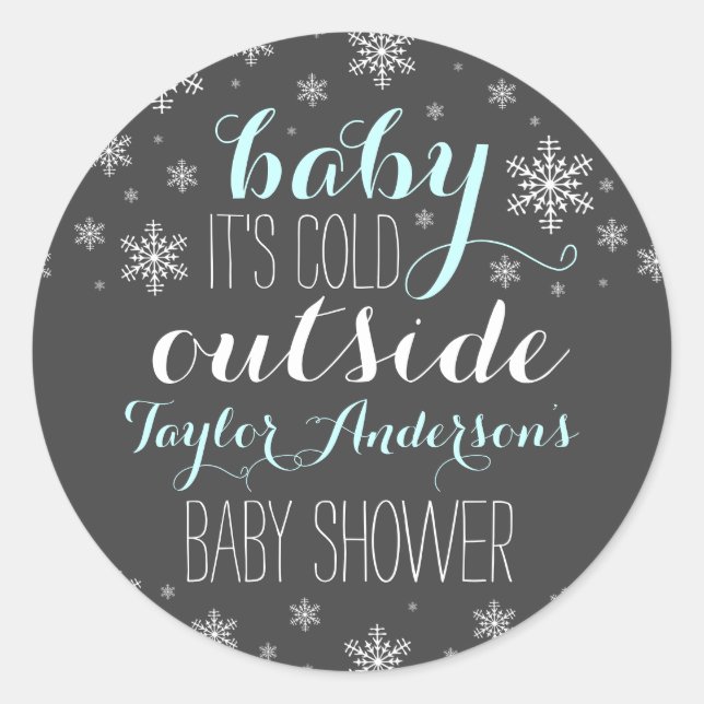 Baby it's Cold Outside - Boy Baby Shower Sticker (Front)