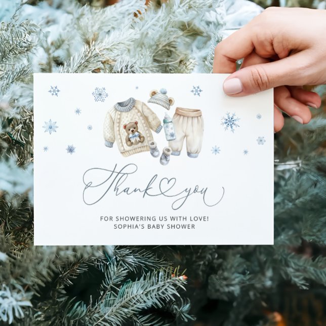 Baby Its Cold Outside Boy Baby Shower Thank You Card (Creator Uploaded)