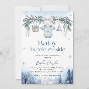 Baby it's Cold Outside Boy clothesline Baby Shower Invitation