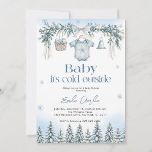 Baby it's Cold Outside Boy clothesline Baby Shower Invitation