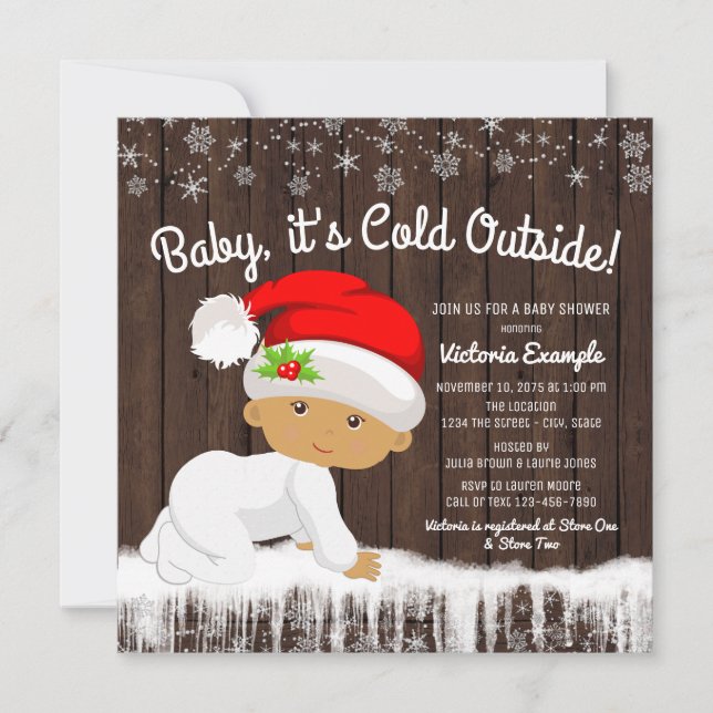 Baby its Cold Outside Boys Christmas Baby Shower Invitation (Front)