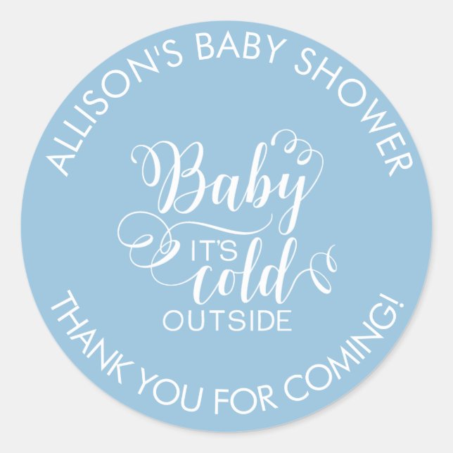 Baby It's Cold Outside Boys Shower Favour Sticker (Front)