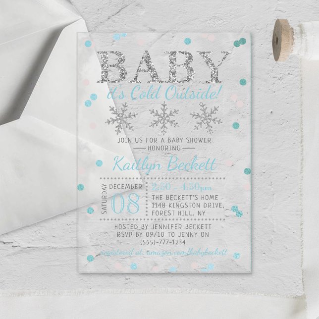 Baby It's Cold Outside Boys Winter Baby Shower Acrylic Invitations (Creator Uploaded)