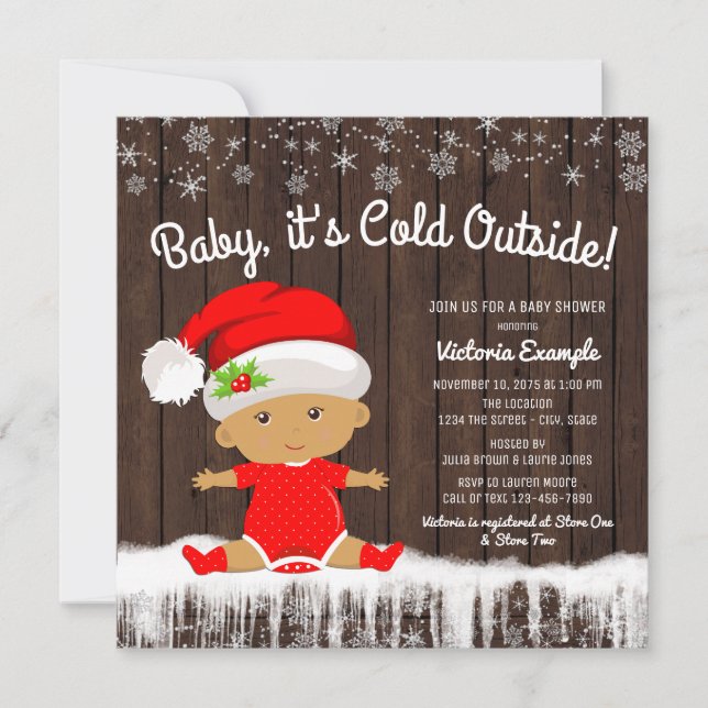 Baby its Cold Outside Boys Winter Baby Shower Invitation (Front)