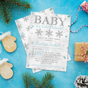 Baby It's Cold Outside Boys Winter Baby Shower Invitation