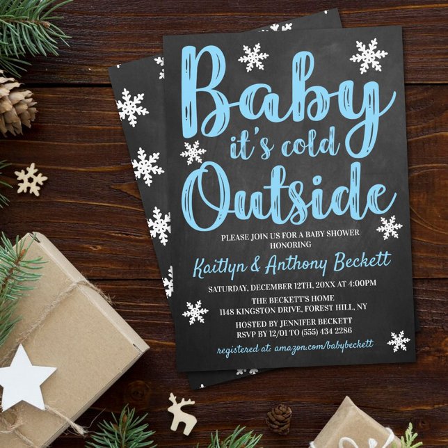 Baby It's Cold Outside Boys Winter Baby Shower Invitation (Creator Uploaded)