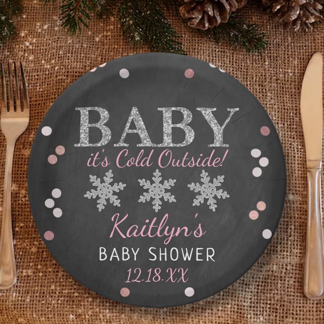 Baby It's Cold Outside Boys Winter Baby Shower Paper Plate (Creator Uploaded)