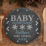 Baby It's Cold Outside Boys Winter Baby Shower Paper Plate<br><div class="desc">Celebrate in style with these trendy baby shower paper plates. The design is easy to personalise with your own wording and your family and friends will be thrilled when they see these fabulous party plates.</div>