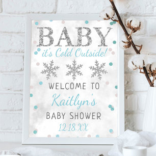 Baby It's Cold Outside Boys Winter Baby Shower Poster