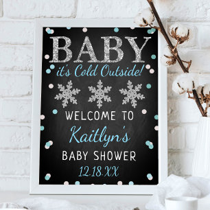Baby It's Cold Outside Boys Winter Baby Shower Poster
