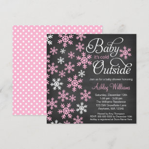 Baby It's Cold Outside Chalkboard Pink Baby Shower Invitation