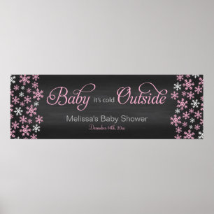 Baby It's Cold Outside Chalkboard Pink Baby Shower Poster